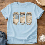 Knead More Fun Starter Trio sourdough jar t-shirt in Chambray