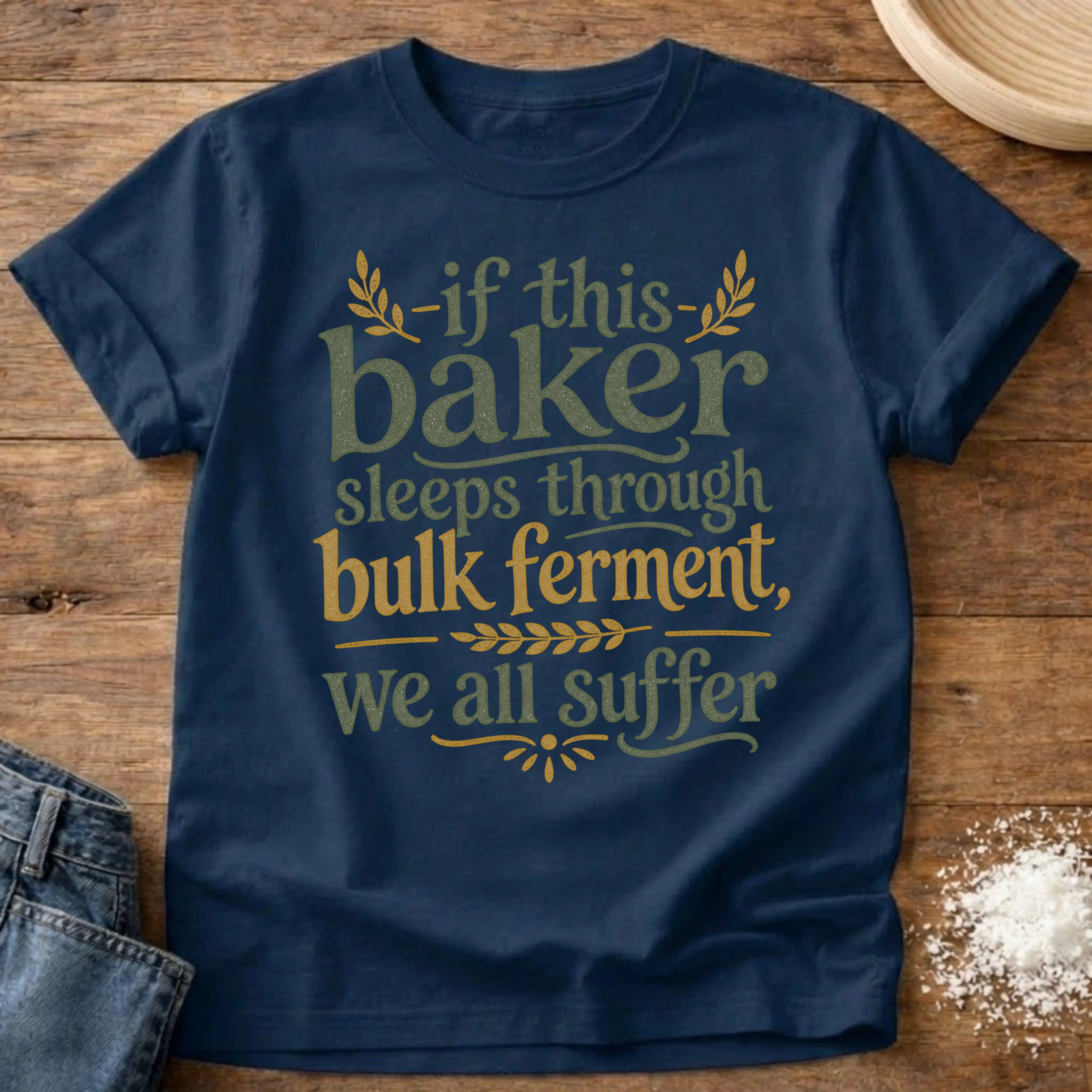 Knead More Fun Suffer if the Baker Sleeps t-shirt in Navy