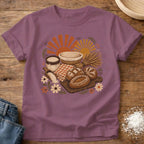 Knead More Fun Sunrise Sourdough picnic boho t-shirt in Berry