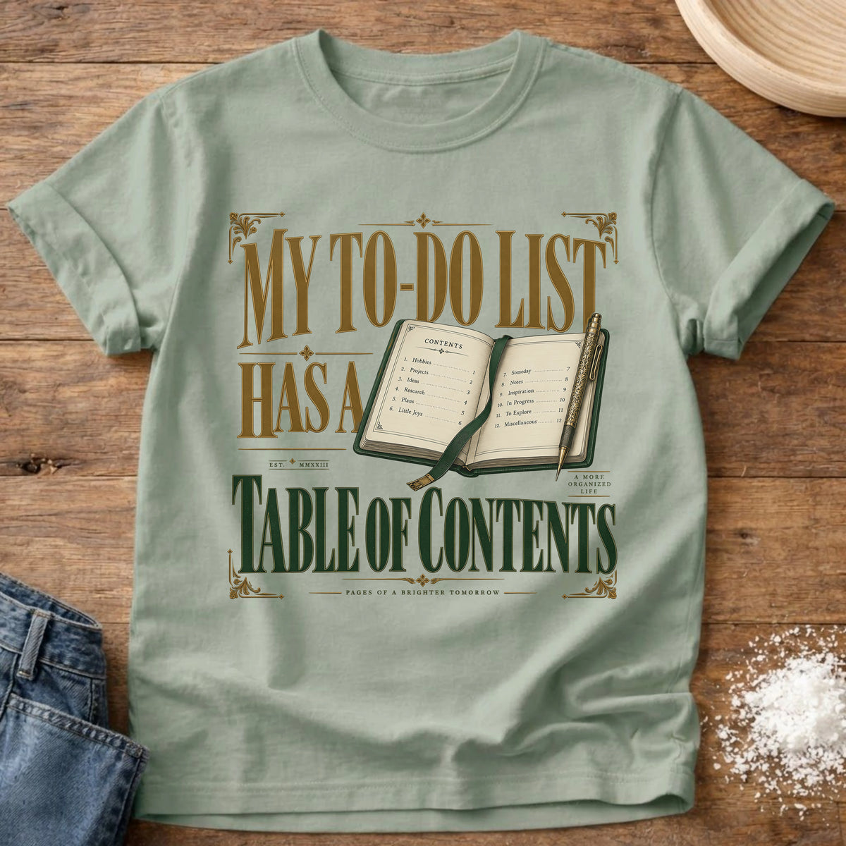 Knead More Fun Table Of Contents t-shirt in Bay