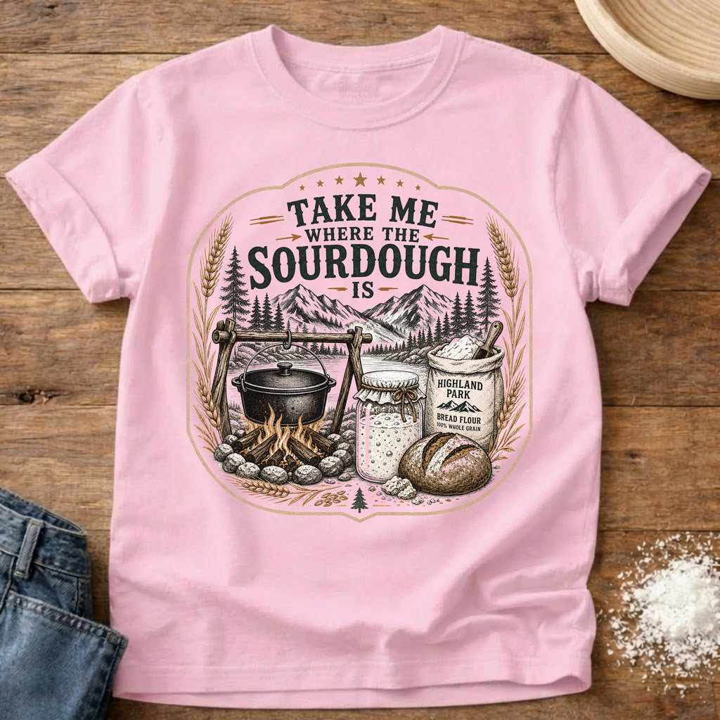 Knead More Fun Take Me Where the Sourdough Is t-shirt in Blossom