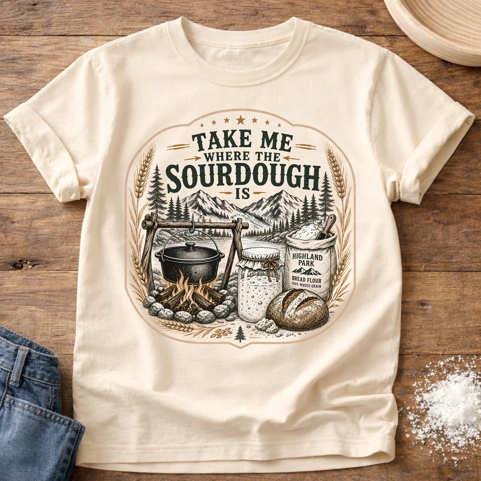 Knead More Fun Take Me Where the Sourdough Is t-shirt in Ivory