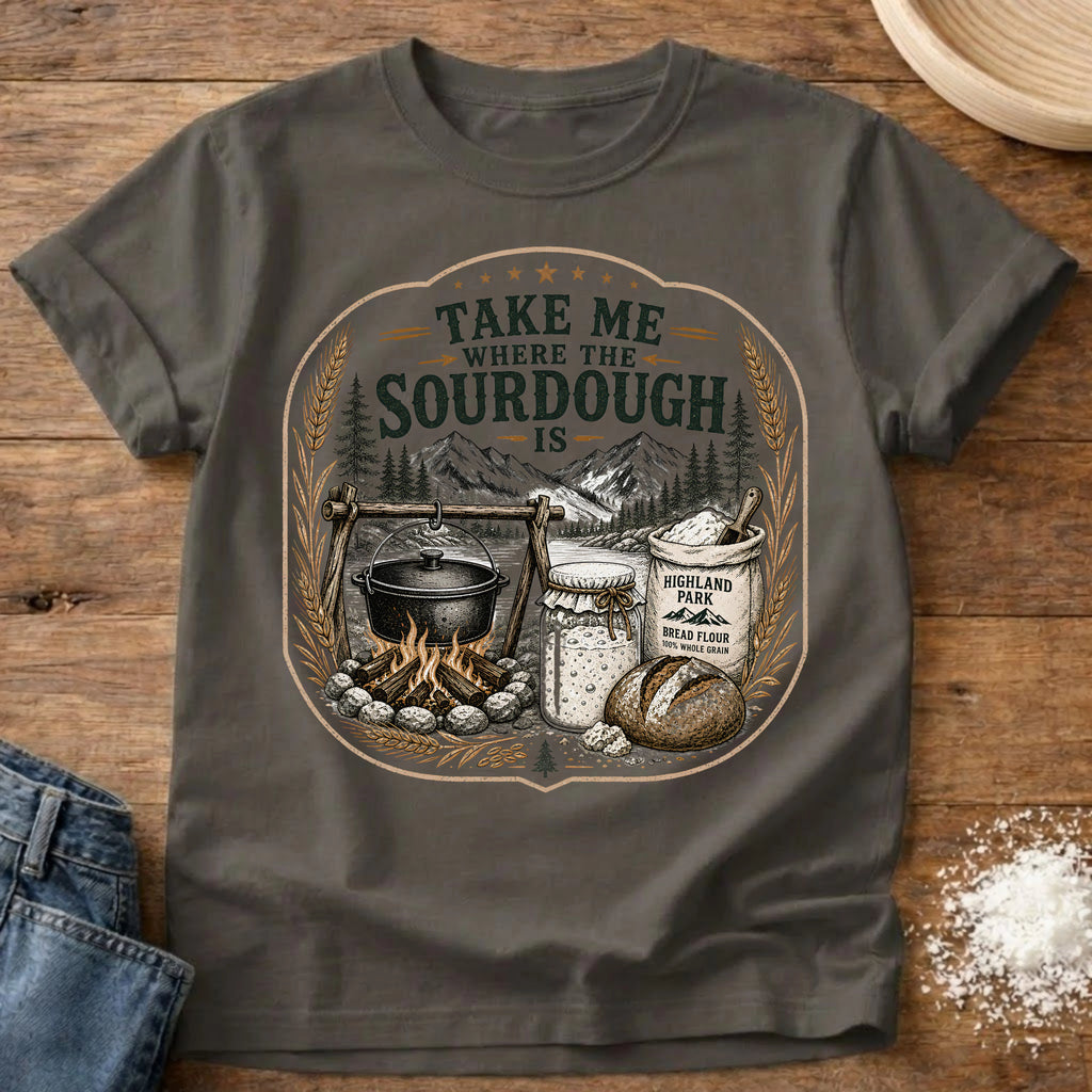 Knead More Fun Take Me Where the Sourdough Is t-shirt in Pepper
