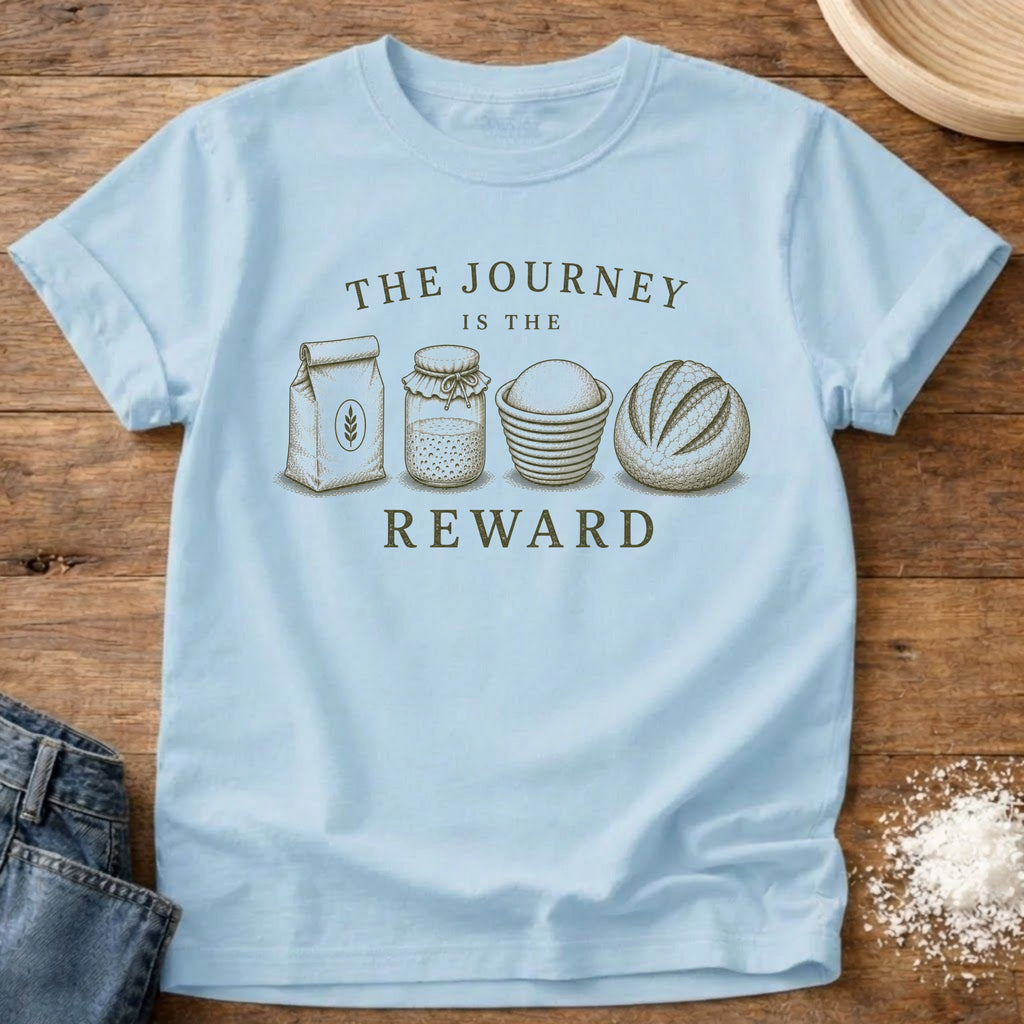 Knead More Fun The Journey sourdough t-shirt in Chambray
