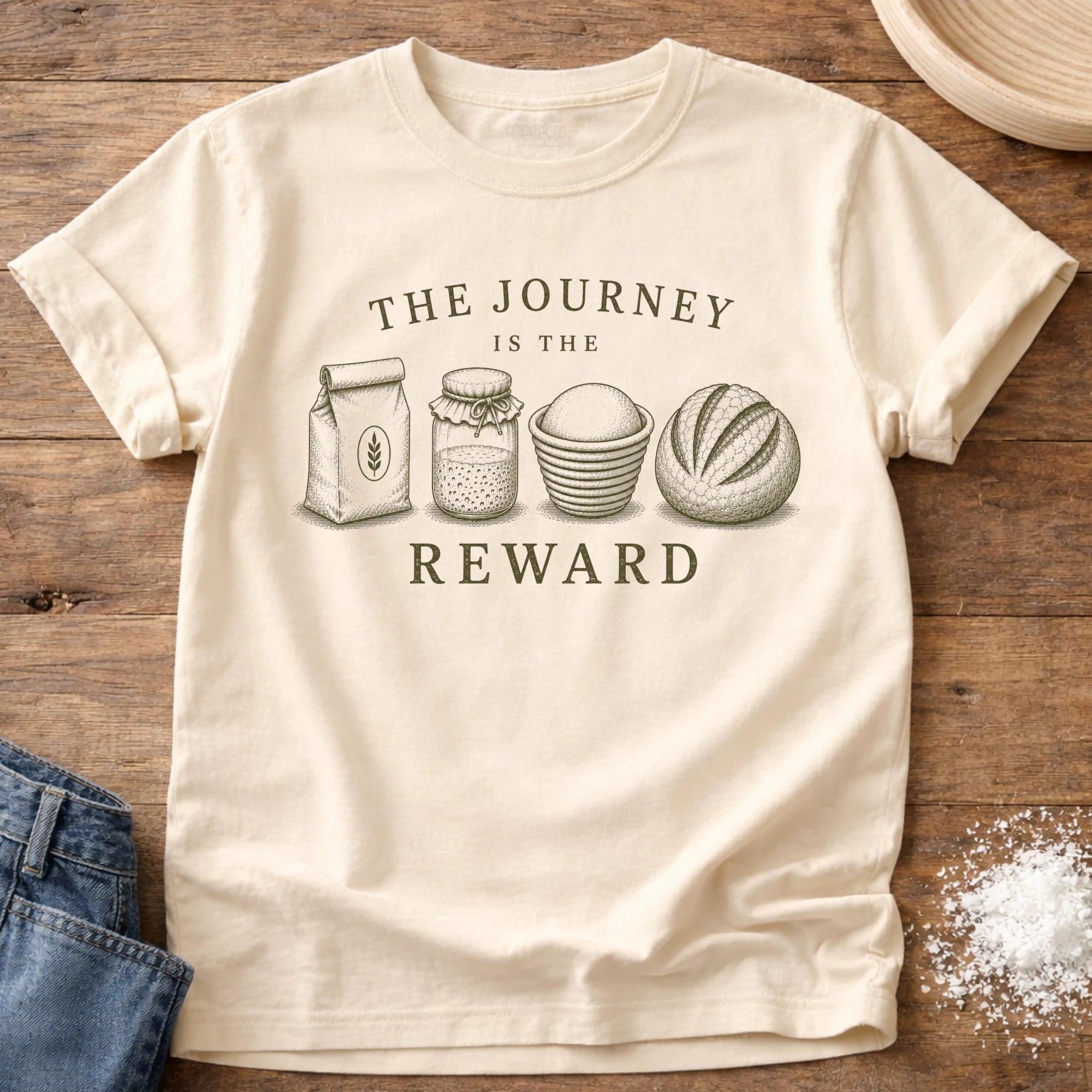 Knead More Fun The Journey sourdough t-shirt in Ivory