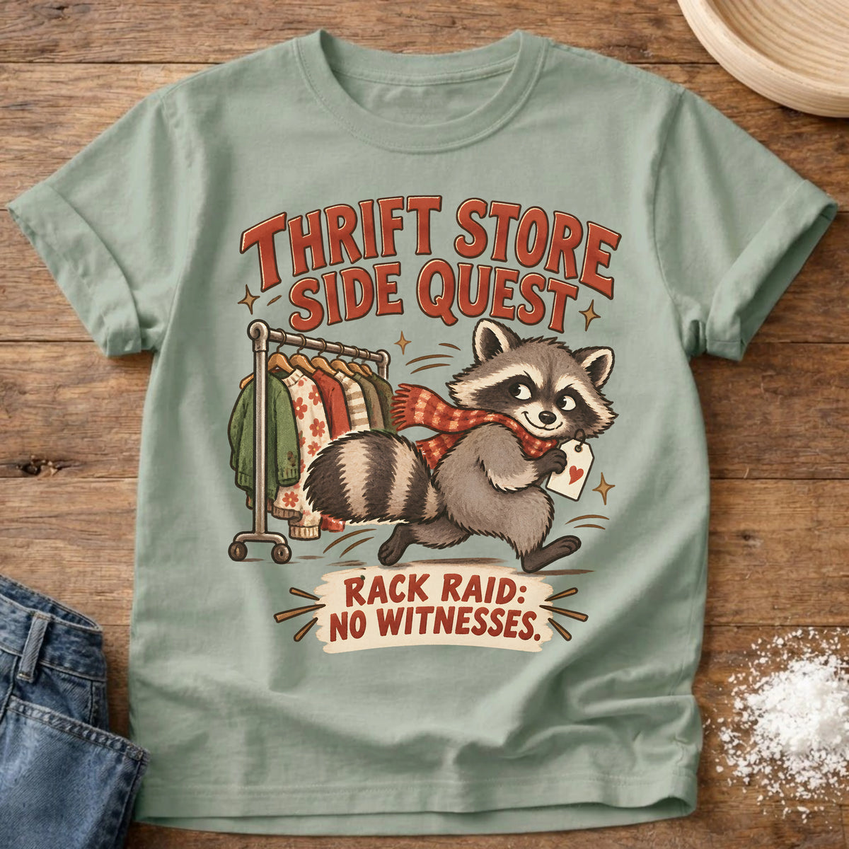 Knead More Fun Thrift Store Sidequest t-shirt in Bay