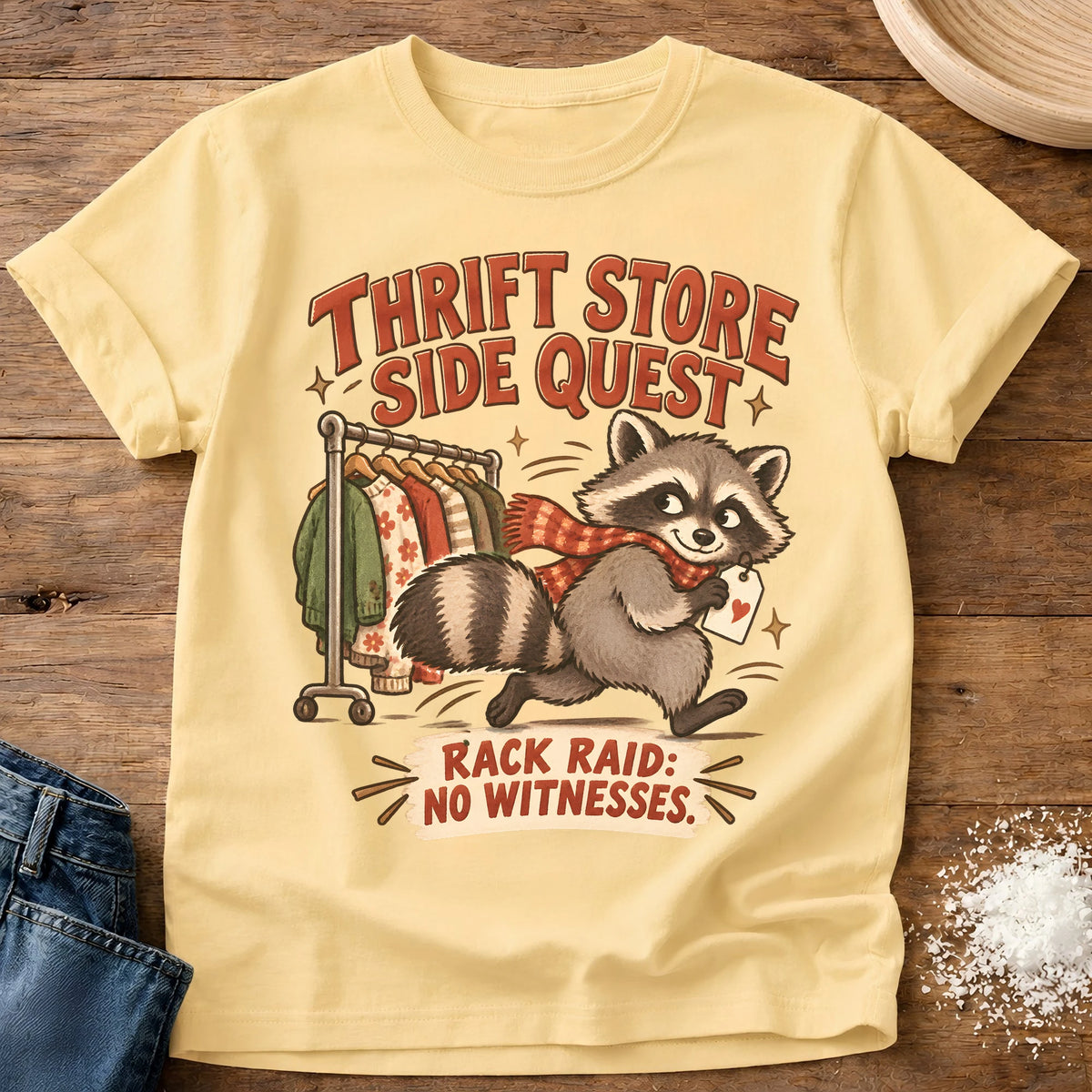 Knead More Fun Thrift Store Sidequest t-shirt in Butter