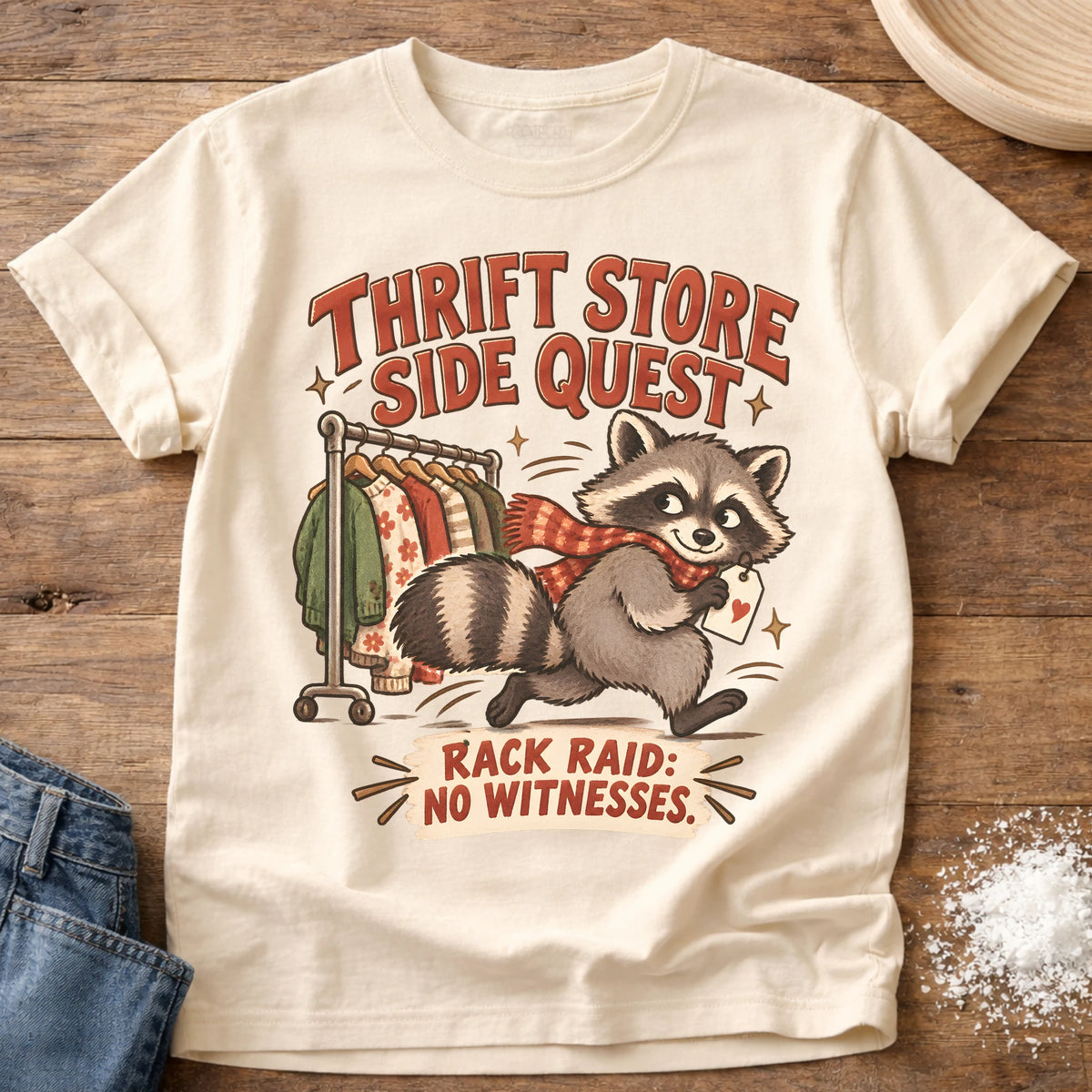 Knead More Fun Thrift Store Sidequest t-shirt in Ivory