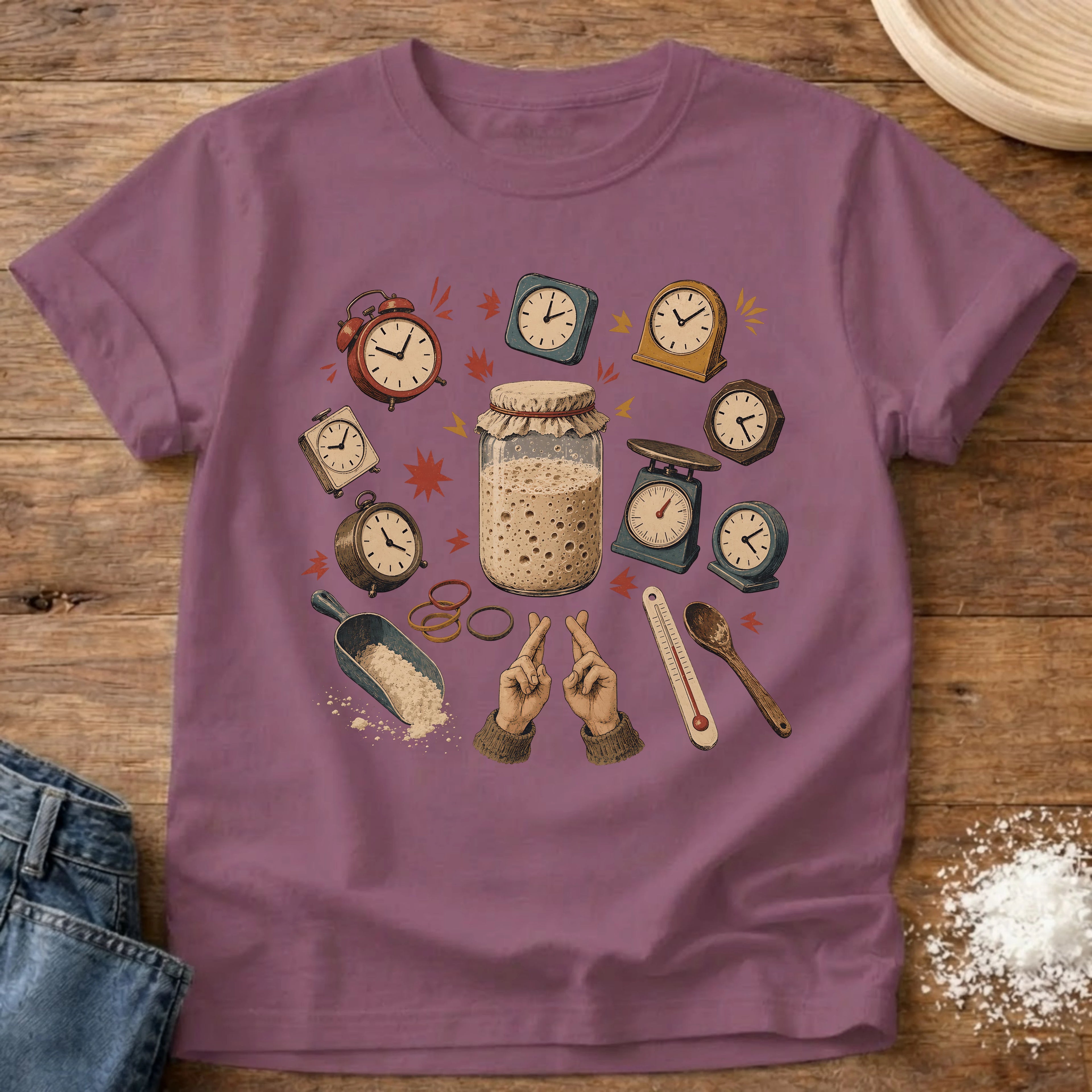 Knead More Fun Time and Hope Sourdough t-shirt in Berry