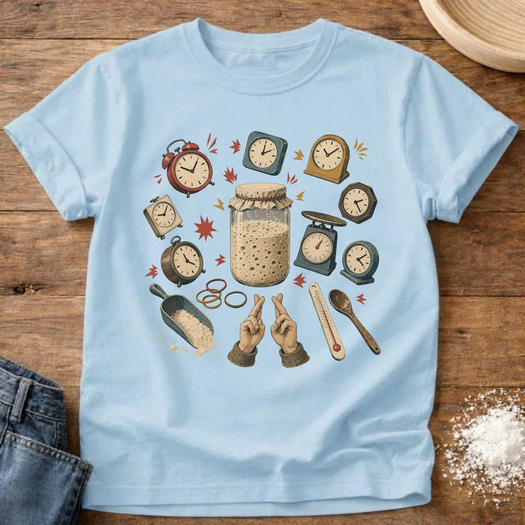 Knead More Fun Time and Hope Sourdough t-shirt in Chambray