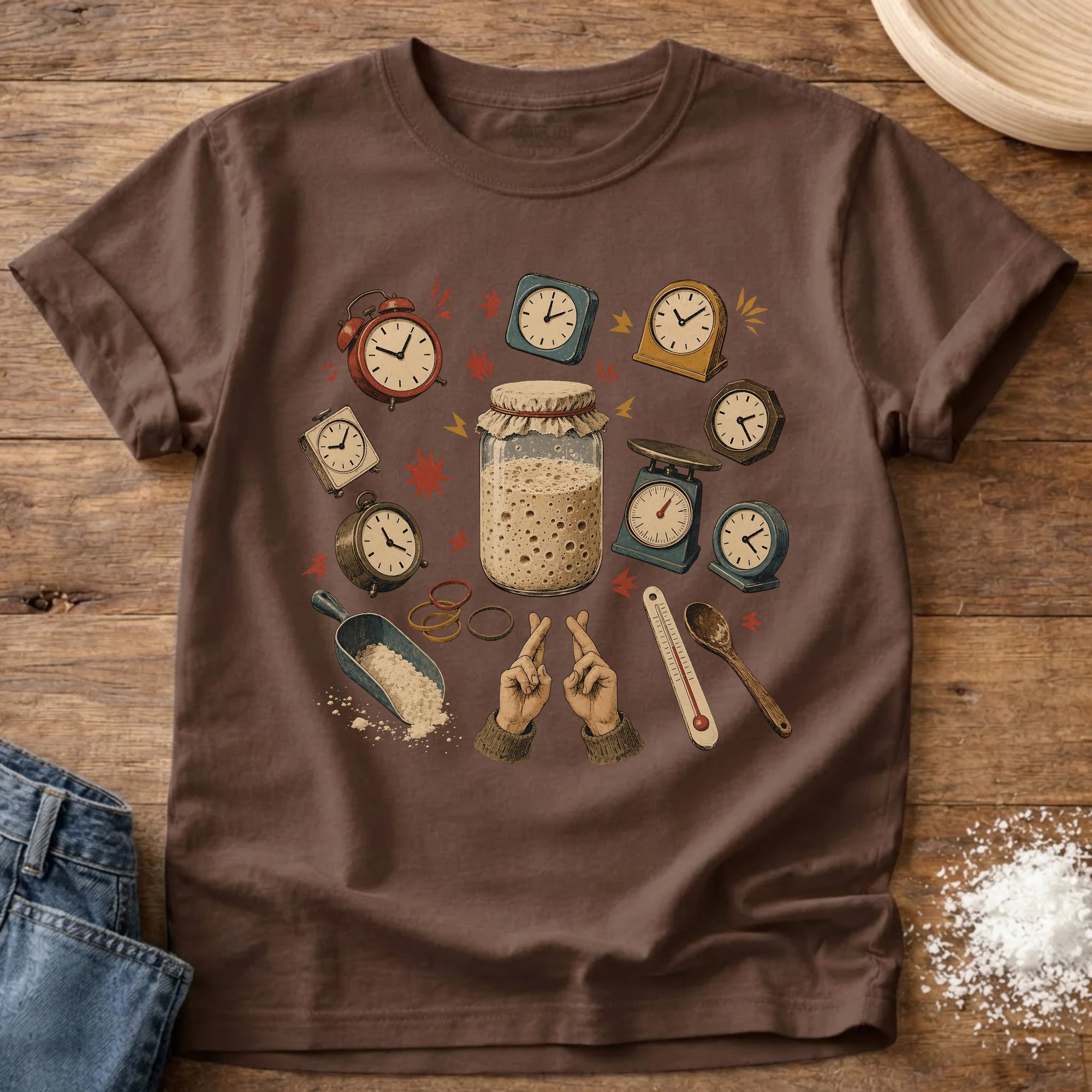 Knead More Fun Time and Hope Sourdough t-shirt in Espresso