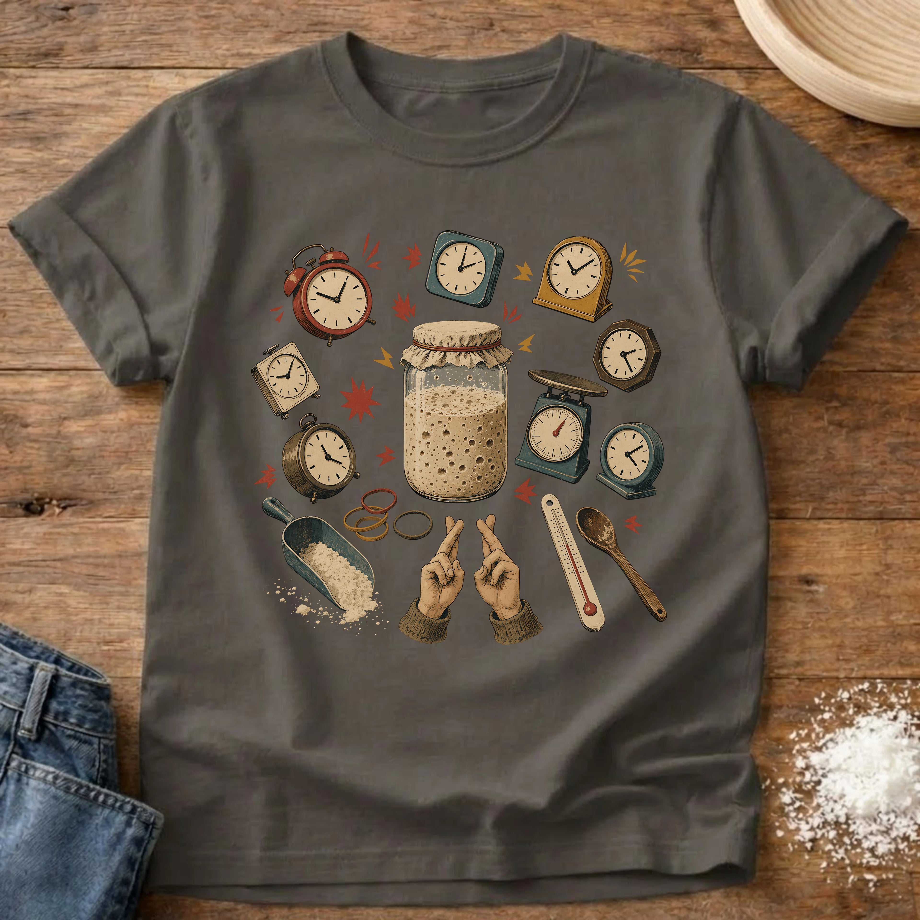 Knead More Fun Time and Hope Sourdough t-shirt in Pepper