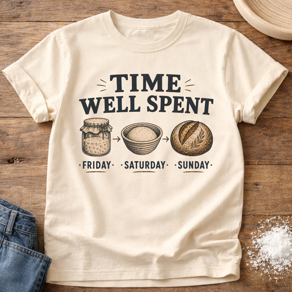 Knead More Fun Time Well Spent sourdough t-shirt in Ivory