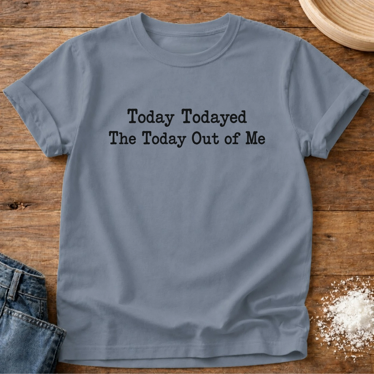 Knead More Fun Today Todayed graphic t-shirt in Blue Jean