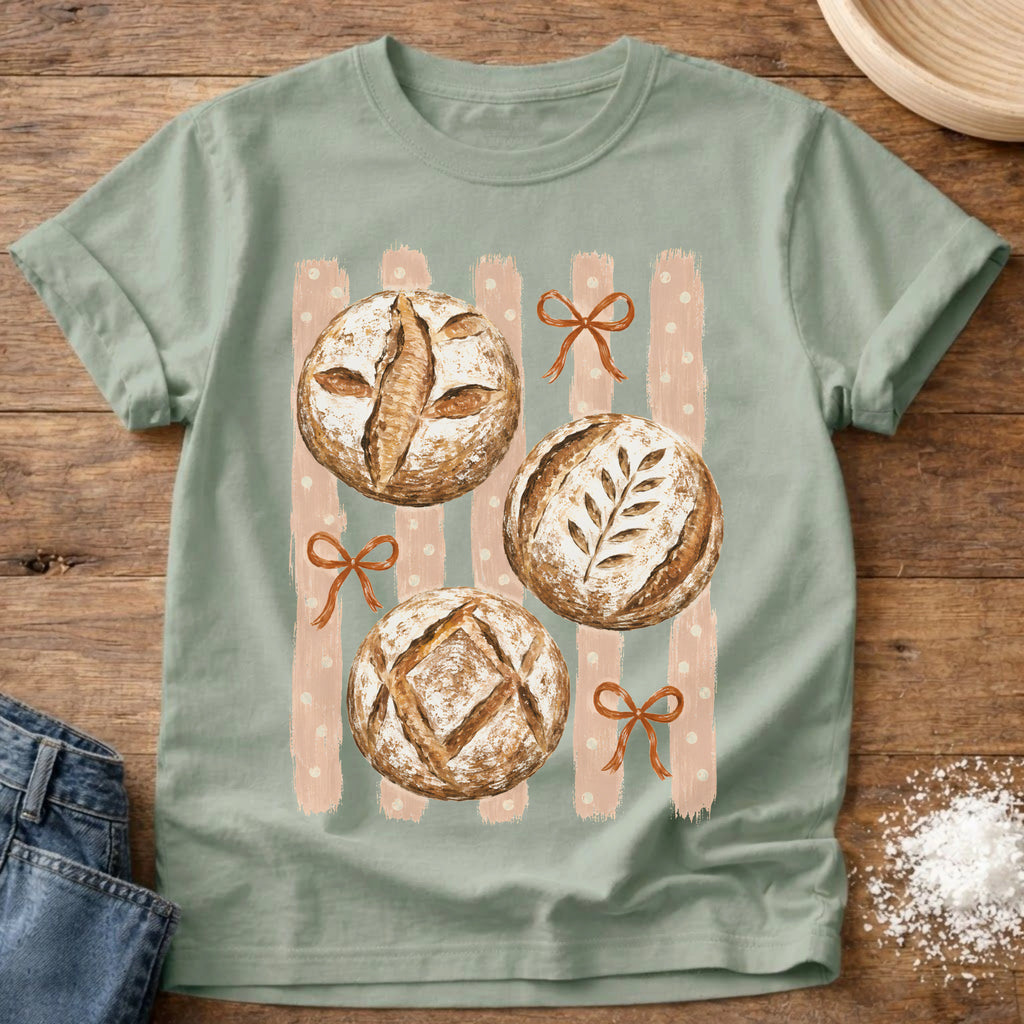 Knead More Fun Trio of Sourdough Boules t-shirt in Bay