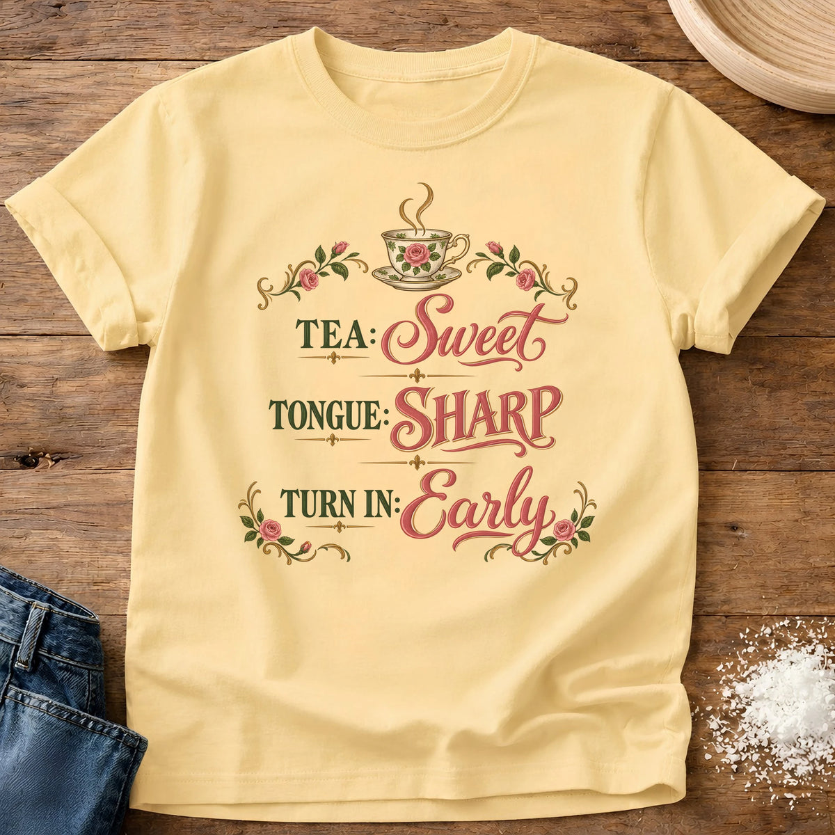 Knead More Fun Turn In Early t-shirt in Butter