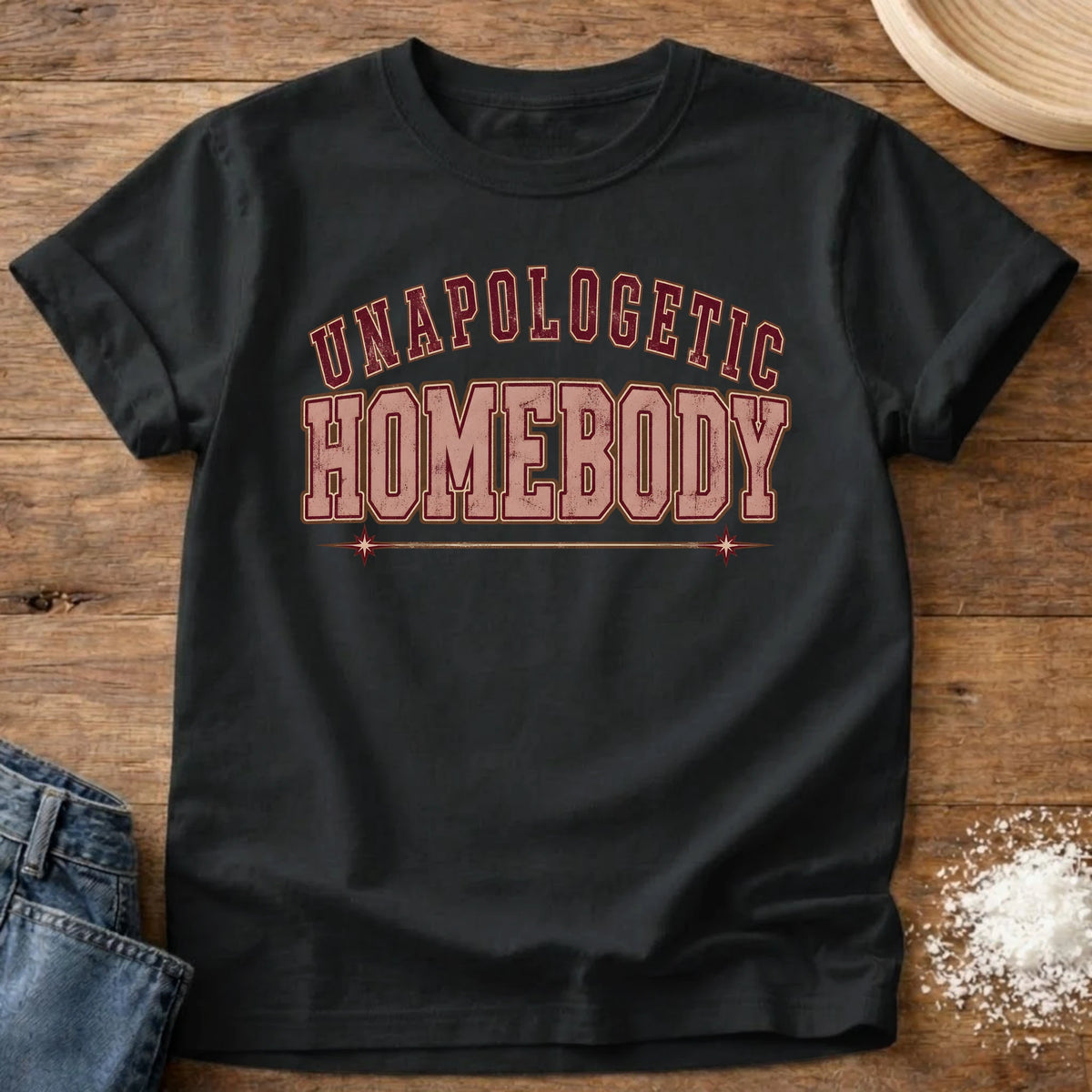 Knead More Fun Unapologetic Homebody grannycore t-shirt in Black