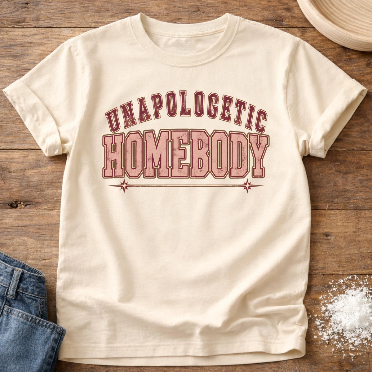 Knead More Fun Unapologetic Homebody grannycore t-shirt in Ivory