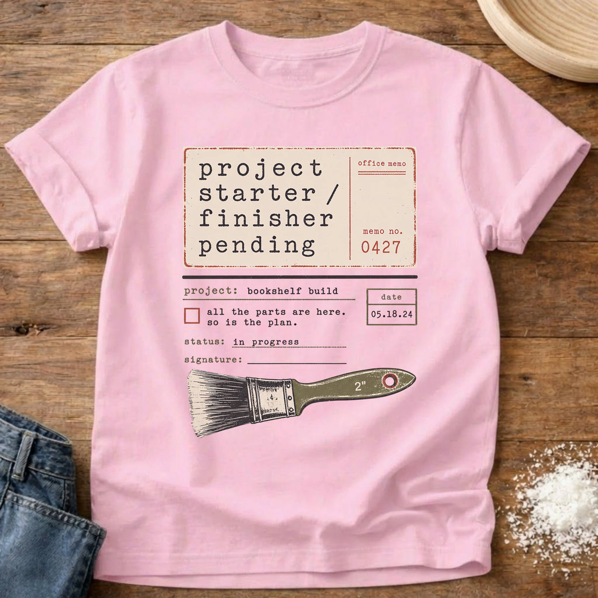Knead More Fun unfinished projects crafter t-shirt in Blossom