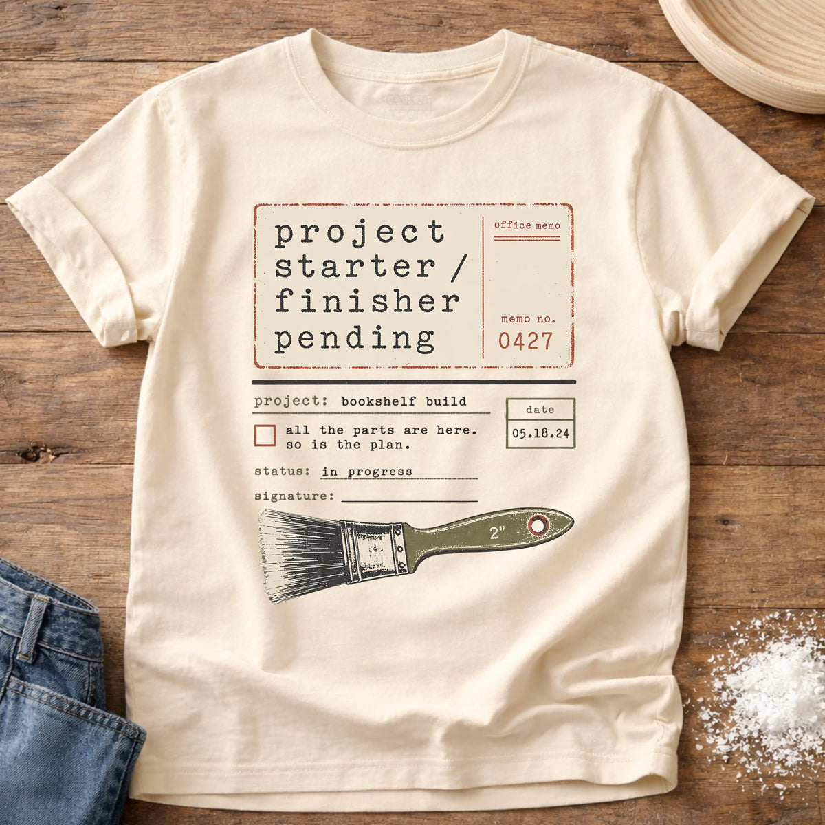Knead More Fun unfinished projects crafter t-shirt in Ivory