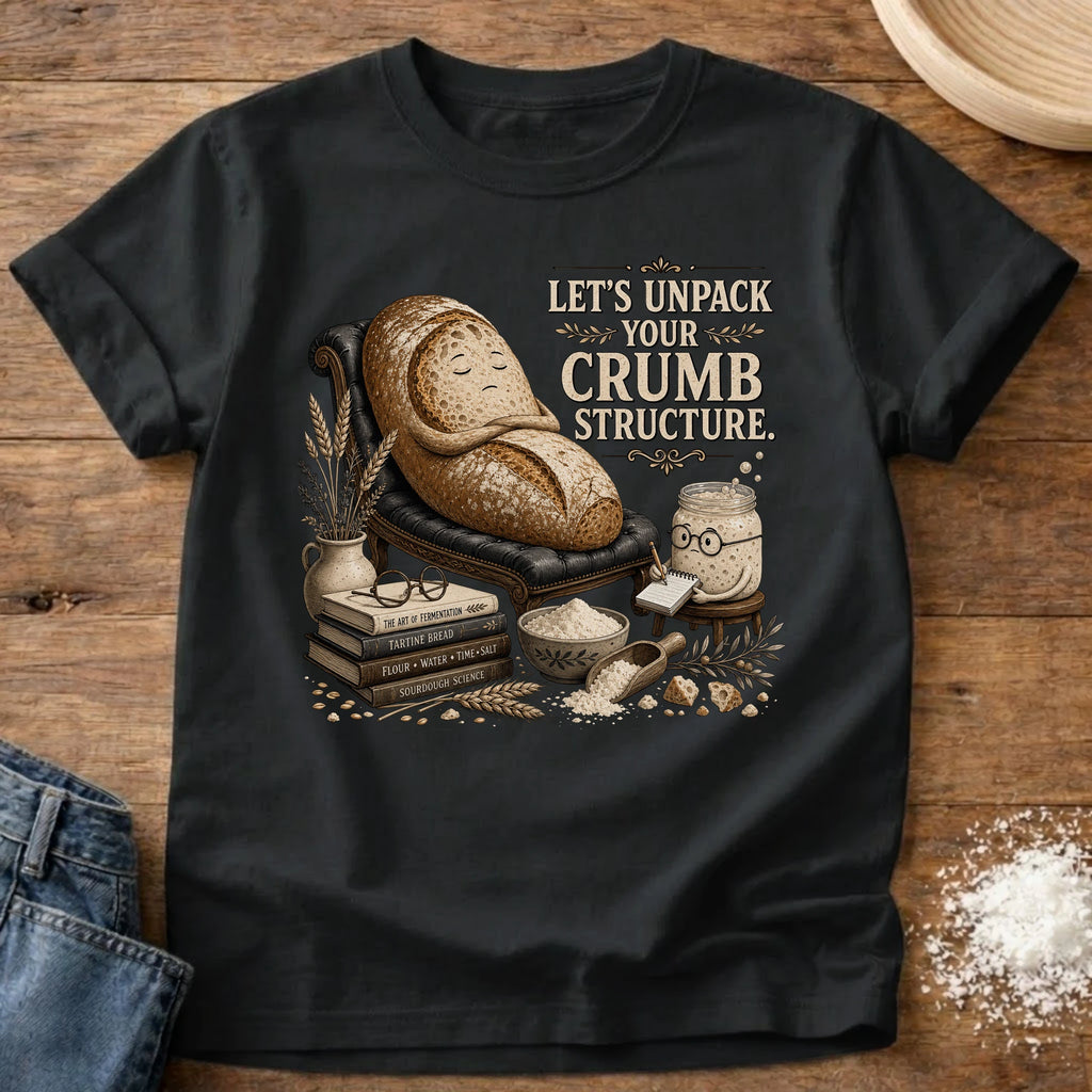 Knead More Fun Unpack Crumb Structure sourdough t-shirt in Black