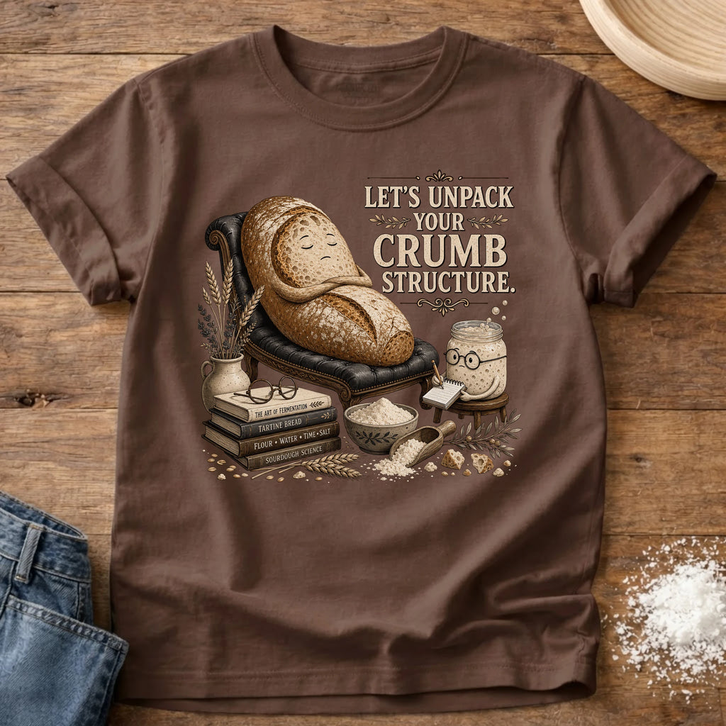 Knead More Fun Unpack Crumb Structure sourdough t-shirt in Espresso