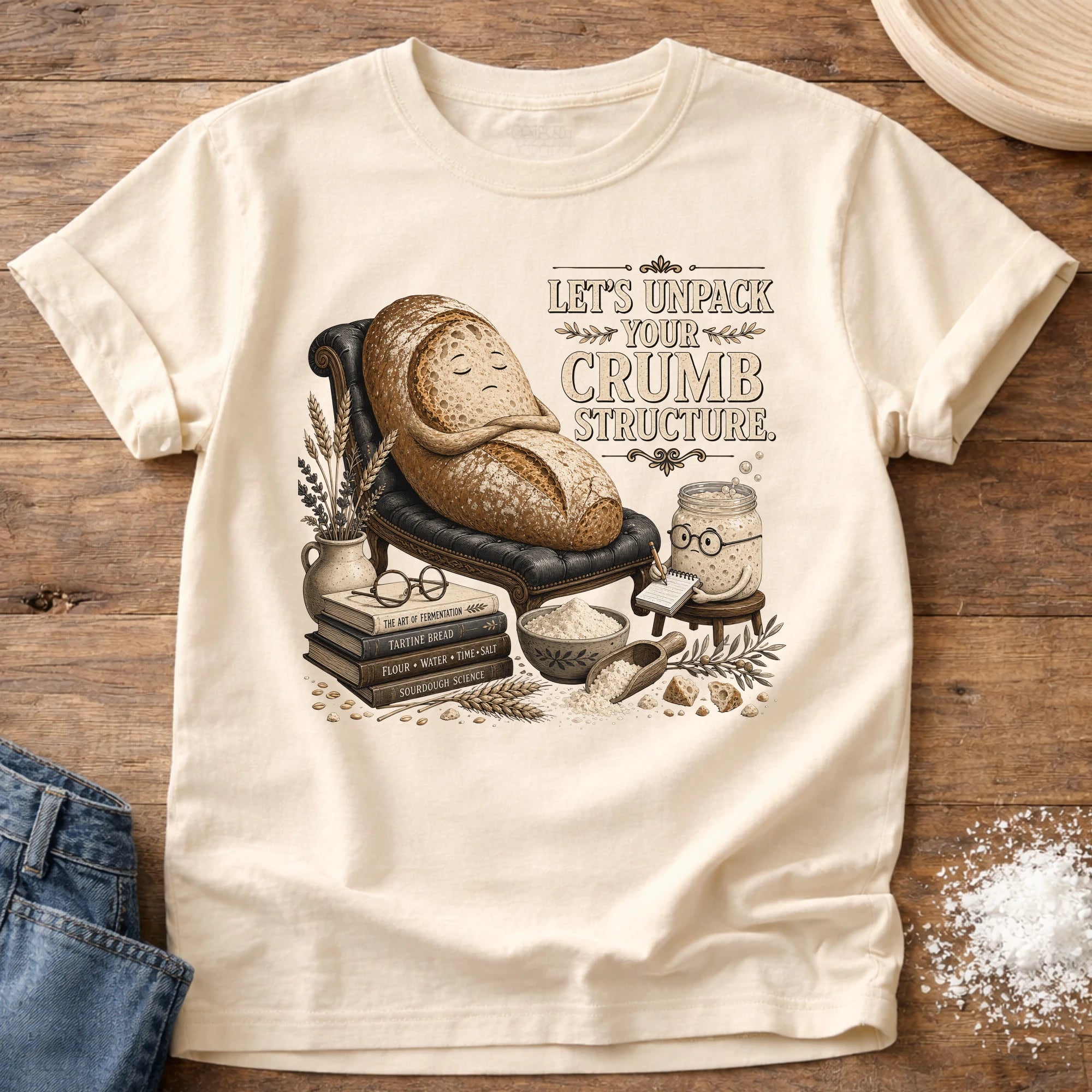 Knead More Fun Unpack Crumb Structure sourdough t-shirt in Ivory