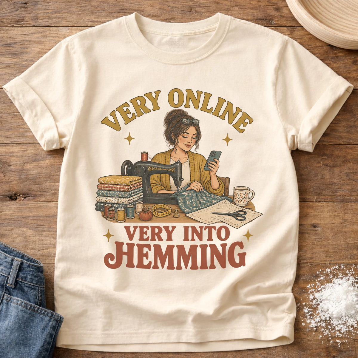 Knead More Fun Very Into Hemming sewing t-shirt in Ivory