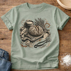 Knead More Fun Vintage Sourdough antique etching t-shirt in Bay