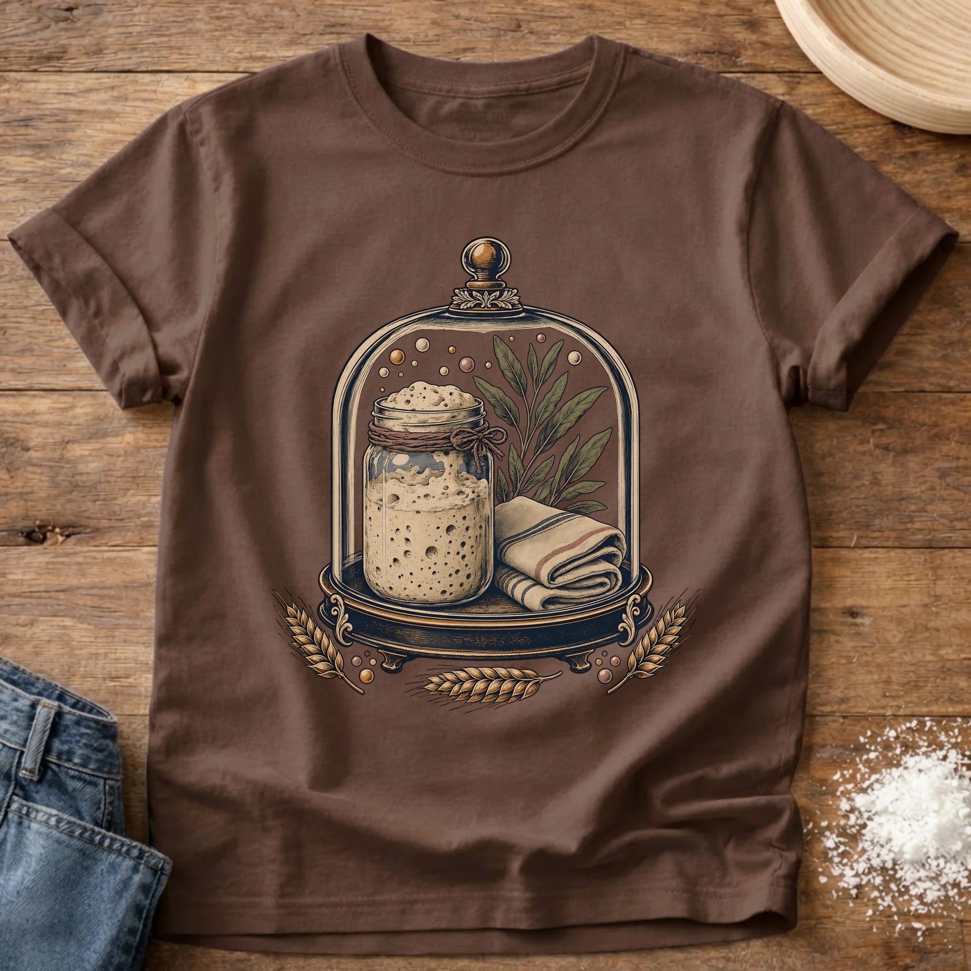 Knead More Fun vintage starter jar sourdough t-shirt in Espresso