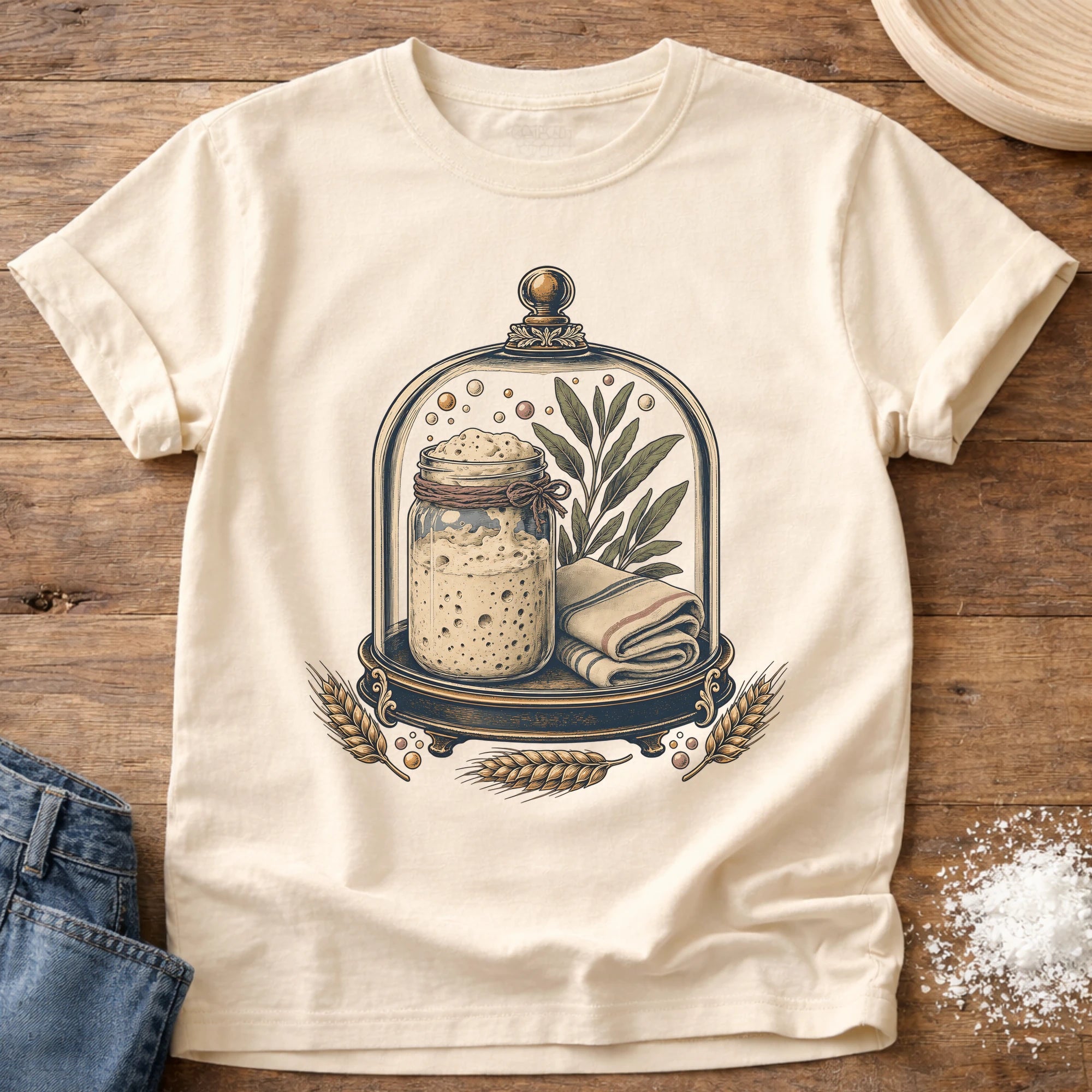 Knead More Fun vintage starter jar sourdough t-shirt in Ivory