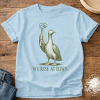 Knead More Fun We Rise at Dawn Goose sourdough t-shirt in Chambray