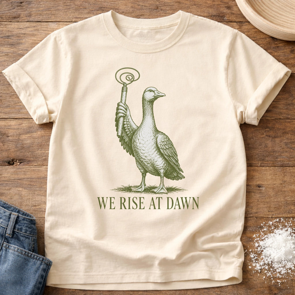 Knead More Fun We Rise at Dawn Goose sourdough t-shirt in Ivory