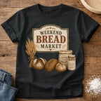 Knead More Fun Weekend Bread Market sourdough t-shirt in Black
