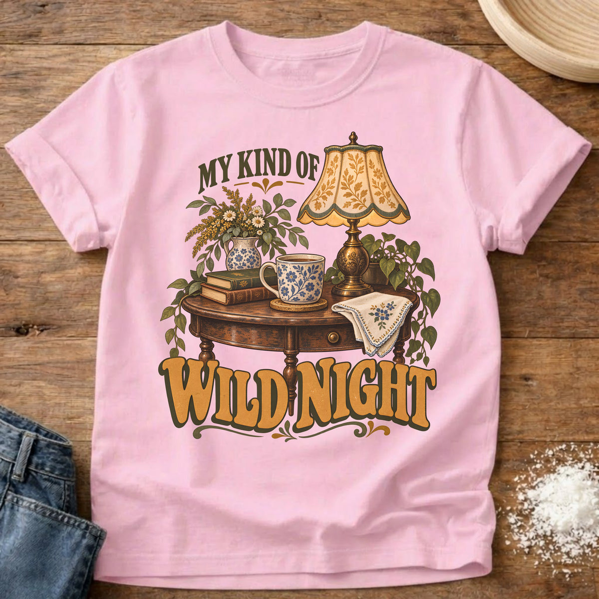 Knead More Fun Wild Night grannycore t-shirt in Blossom
