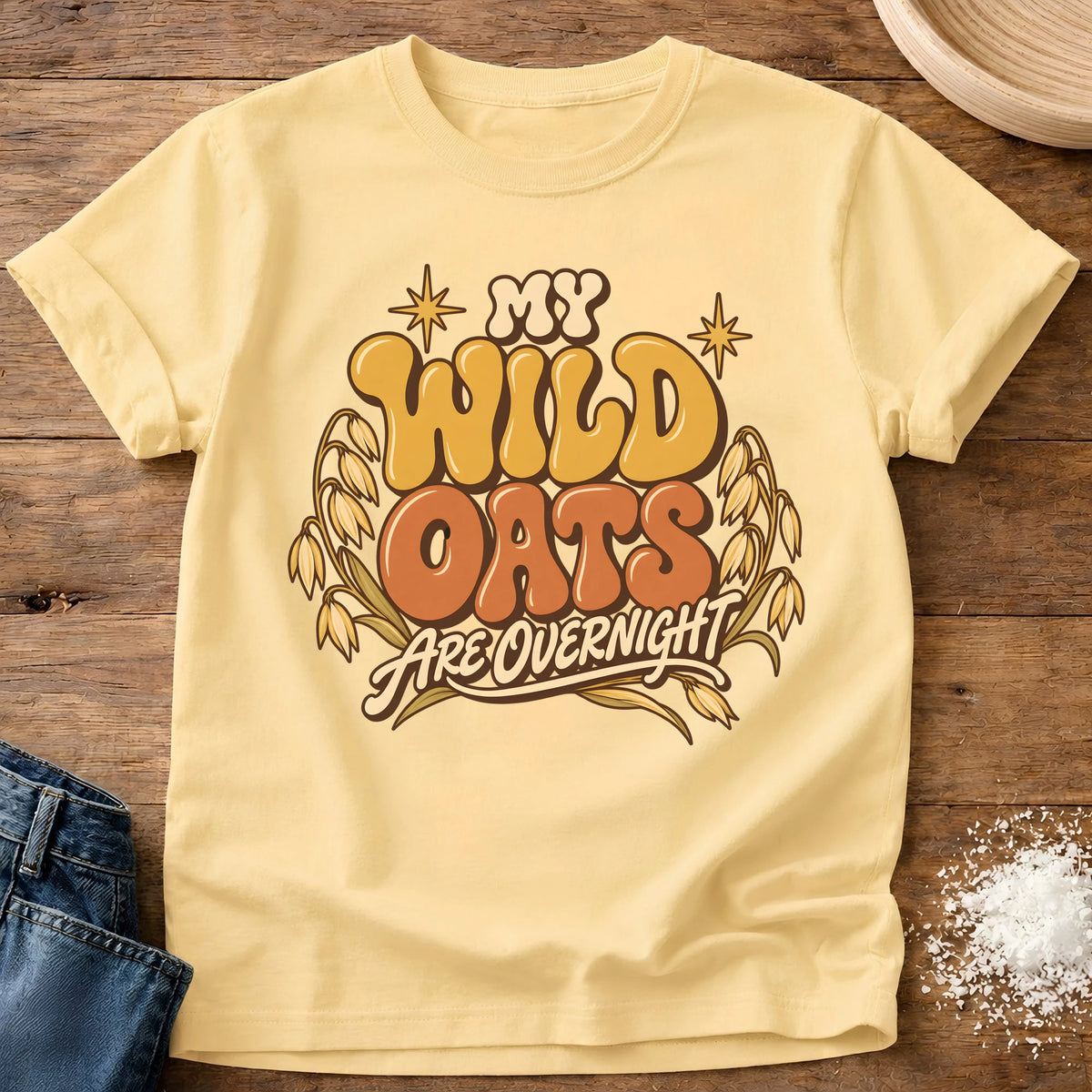 Knead More Fun Wild Oats t-shirt in Butter