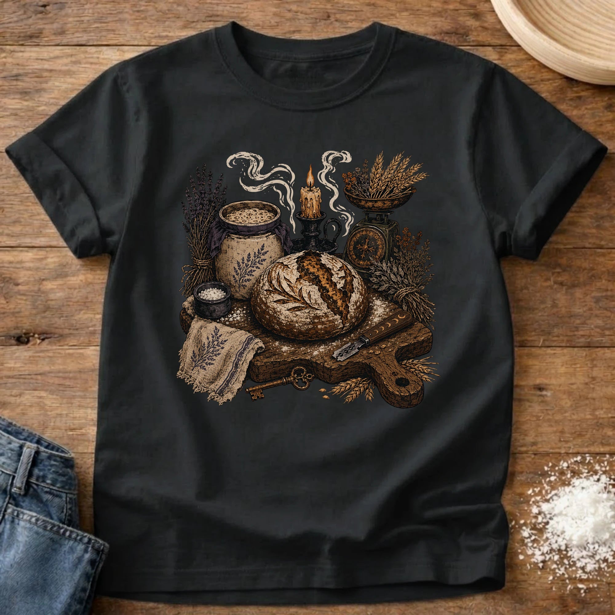 Knead More Fun Witchy Sourdough apothecary t-shirt in Black