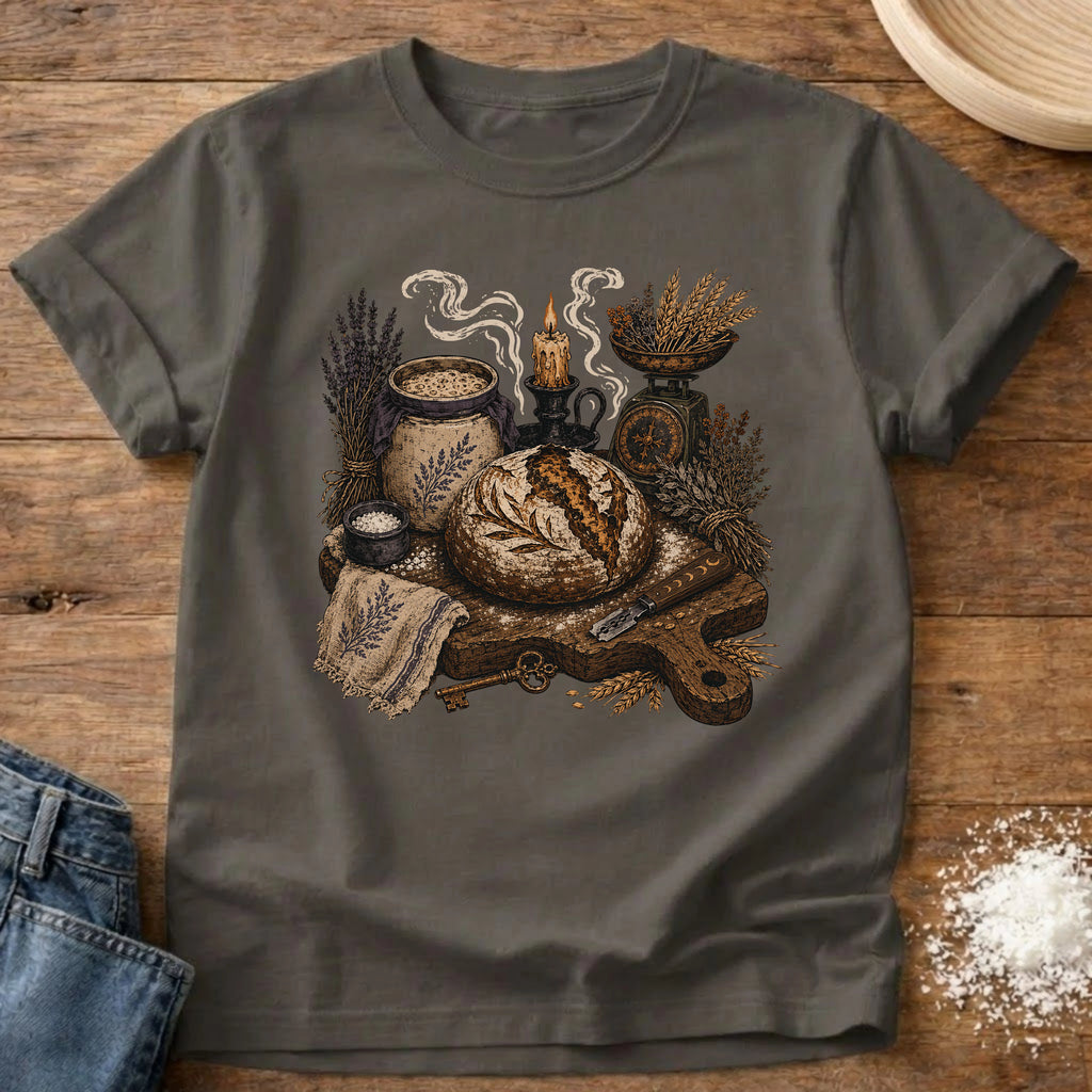 Knead More Fun Witchy Sourdough apothecary t-shirt in Pepper