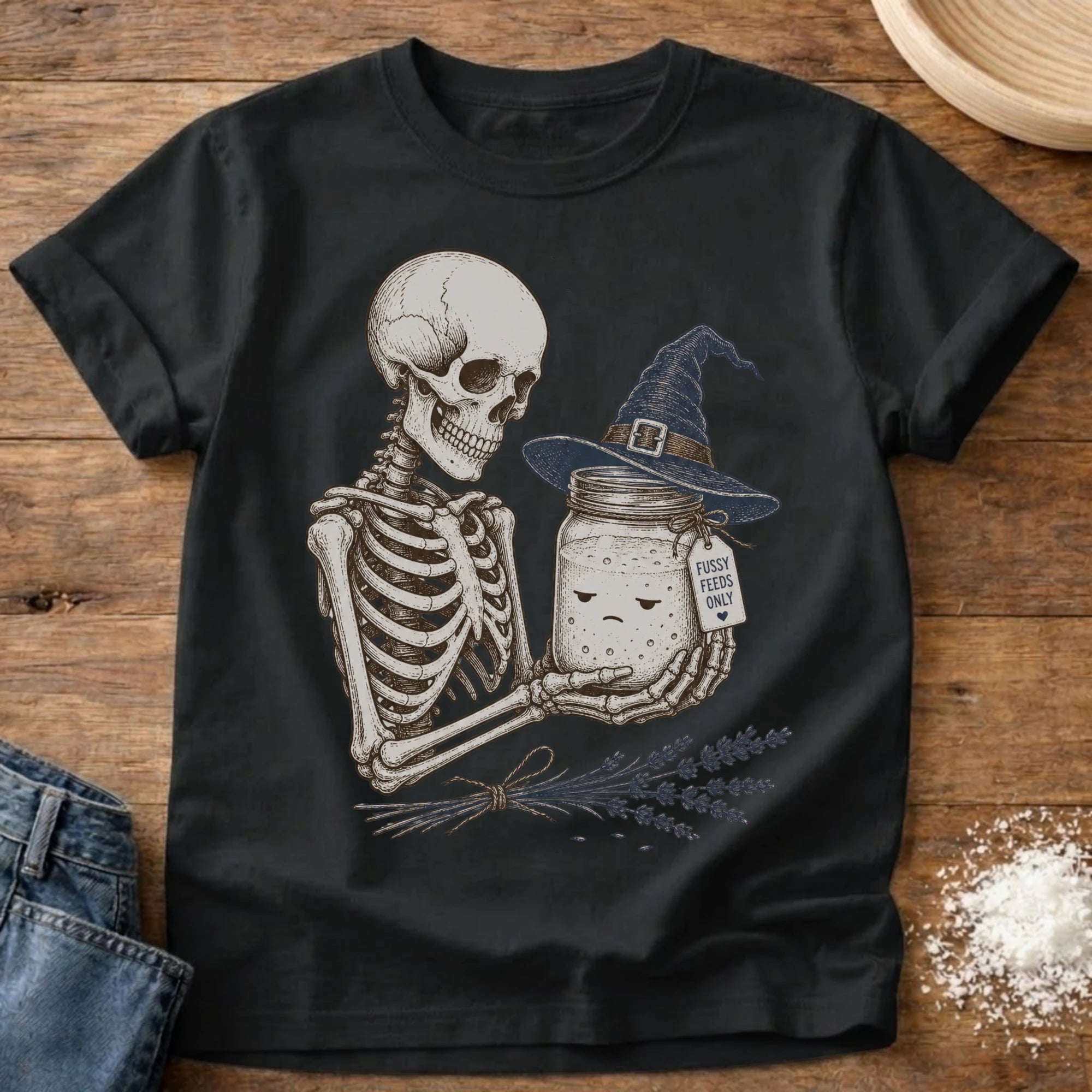 Knead More Fun Witchy Starter Skeleton t-shirt in Black