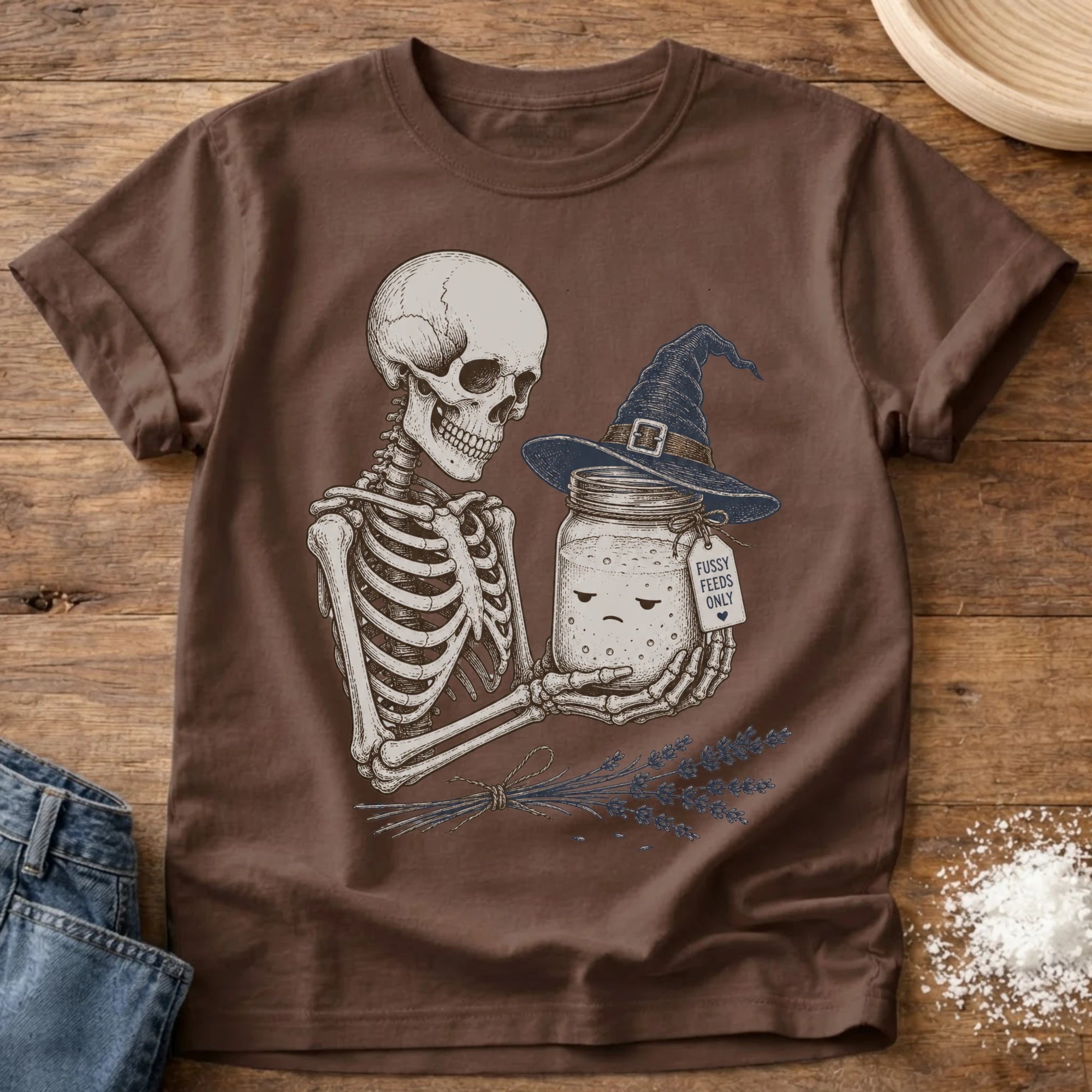Knead More Fun Witchy Starter Skeleton t-shirt in Espresso