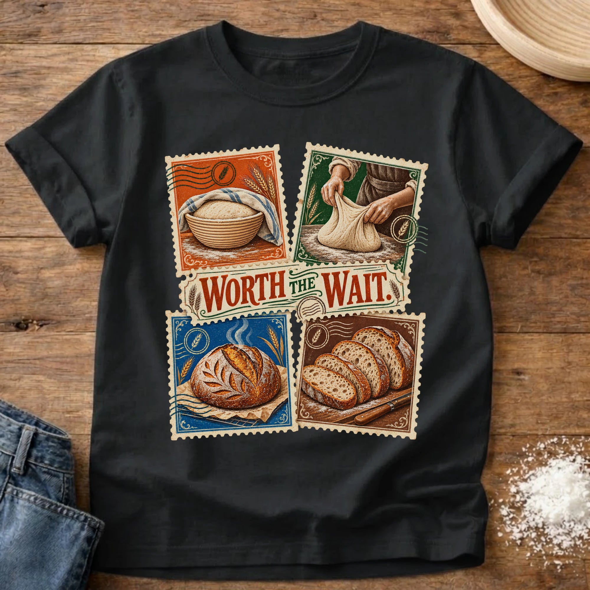 Knead More Fun worth the wait sourdough t-shirt in Black