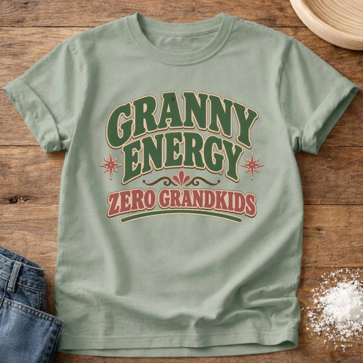 Knead More Fun Zero Grandkids grannycore t-shirt in Bay