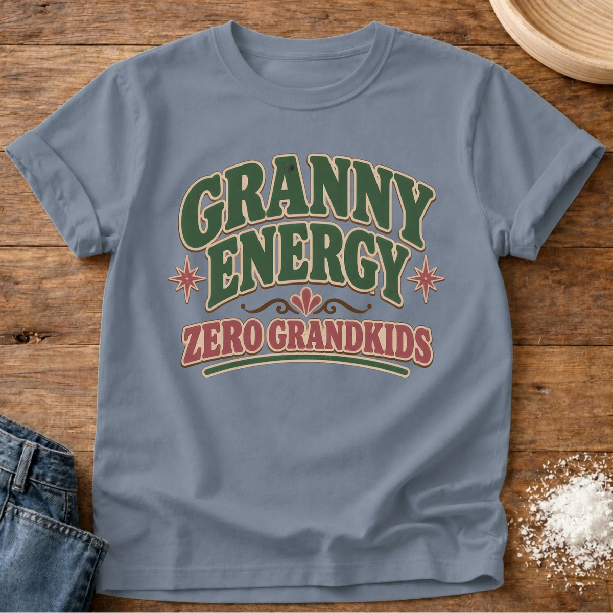 Knead More Fun Zero Grandkids grannycore t-shirt in Blue Jean