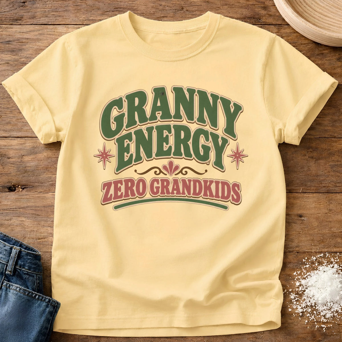 Knead More Fun Zero Grandkids grannycore t-shirt in Butter